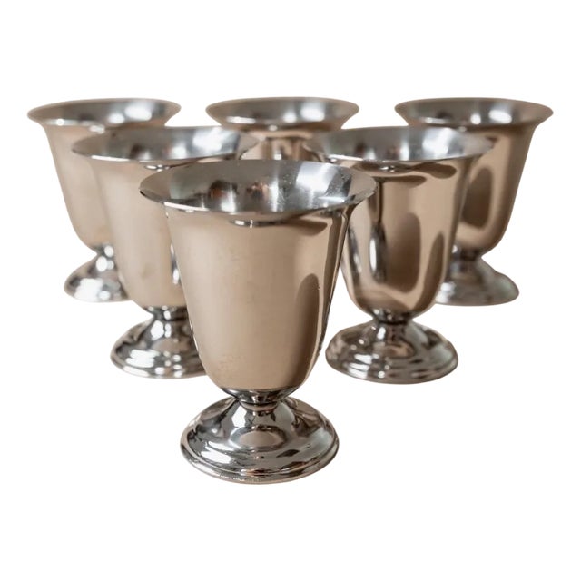 Vintage Stainless Steel Cups, Italy, 1970s, Set of 6 For Sale