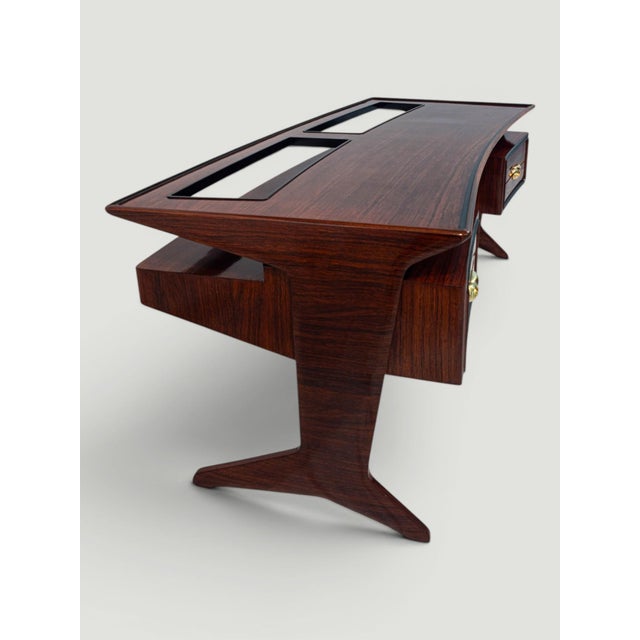 Brown Mid-Century Italian Presidential Executive Desk by Vittorio Dassi, 1956 For Sale - Image 8 of 18