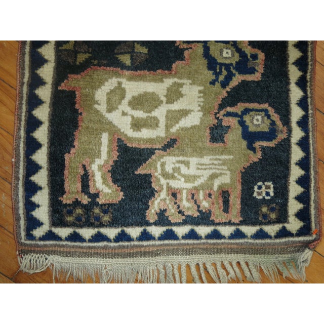 Figurative Vintage Animal Pictorial Square Mat Throw 17'' Rug - 1'5" x 1'5" For Sale - Image 3 of 4