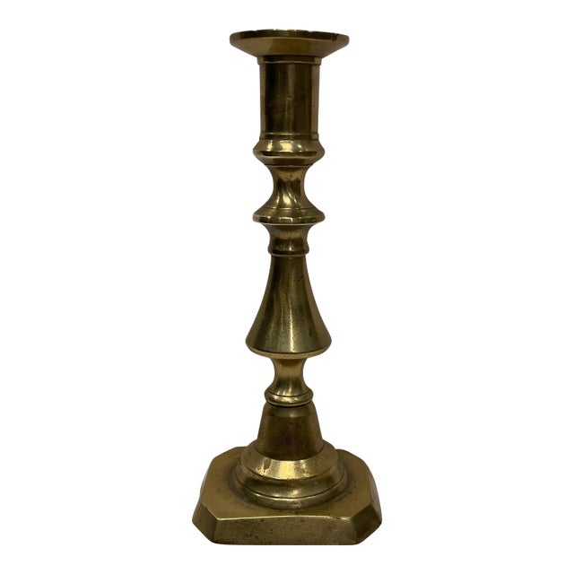 Antique English Brass Candlestick For Sale