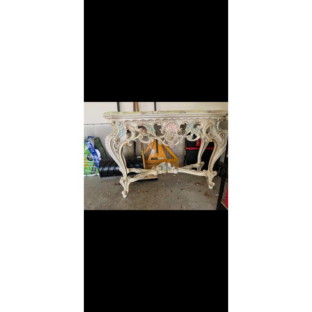 1960s Italian Rococo Console Table Baroque Revival For Sale - Image 10 of 11