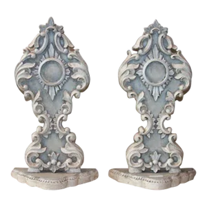 Late 20th Century Indian Hand-Carved Reproduction Painted Wood Ramsetes - a Pair