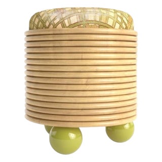 Disco Pouf in Tinted Rattan and HR Foam by Popus Editions For Sale