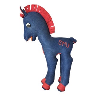Vintage / Antique Smu Southern Methodist University Stuffed Mustang Peruna Mascot “Personality Pet” Doll by Collegiate of Ames Co., Circa 1950 For Sale