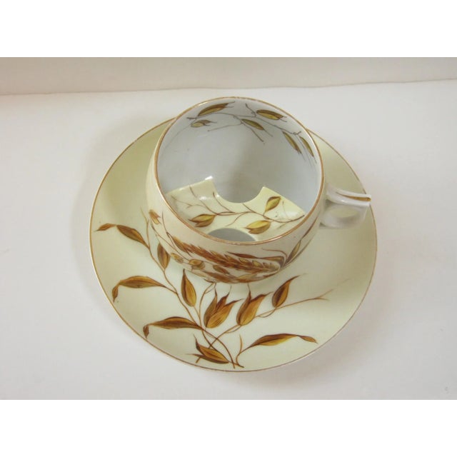 Rustic European Antique Hand-Painted Mustache Cup & Saucer Set- 2 Pieces For Sale - Image 3 of 5
