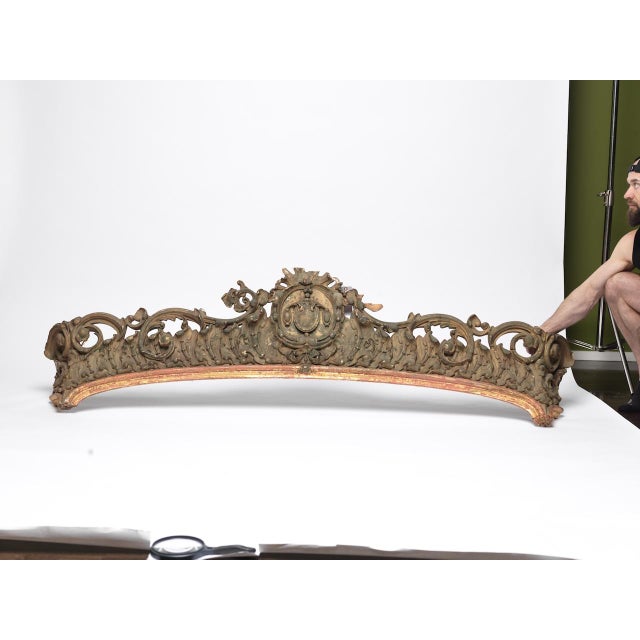 Grand 18th century antique Venetian rococo carved window valance/ architectural element. Solid carved wood with...