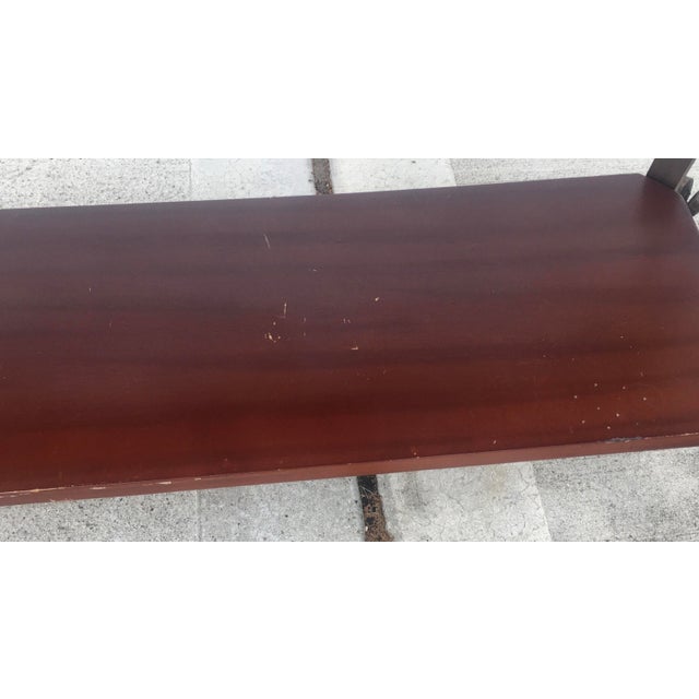 Wood Vintage World Map Suitcase Table with Leather Straps & Buckles For Sale - Image 7 of 9