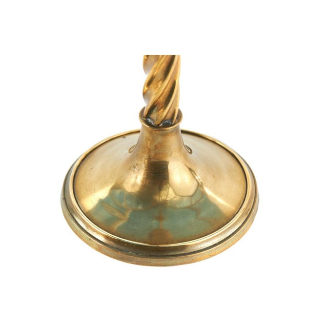 Mid 19th Century Mid 19th Century Ecclesiastical Brass Candlesticks with Spiral Twist Stems, 1860, Set of 3 For Sale - Image 5 of 6