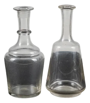 Vintage Clear Bottles, Set of 2