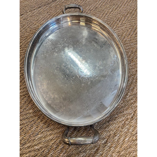1940s 1940s Gohram Newport Silverplate Yb606 Tray For Sale - Image 5 of 8