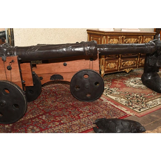 Brown Large French Bronze Cannons, Set of 2 For Sale - Image 8 of 15