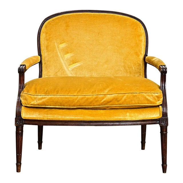 French French 19th Century Oak & Velvet Louis XVI Style Marquise For Sale - Image 3 of 11