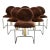 Mid Century Modern Dining Chairs Set 6 Chrome Brass Suede Italy Attributed to Willy Rizzo 70s For Sale
