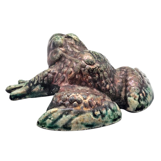 Margie Hughto Studio Signed Iridescent Ceramic Frog Sculptures, Pair, 4" For Sale - Image 10 of 18