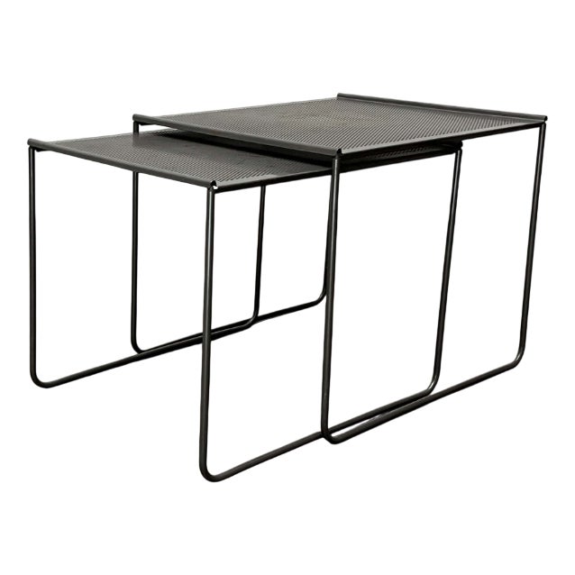 Postmodern Perforated Metal Nesting Side Tables from Ikea, 1980s, Set of 2 For Sale