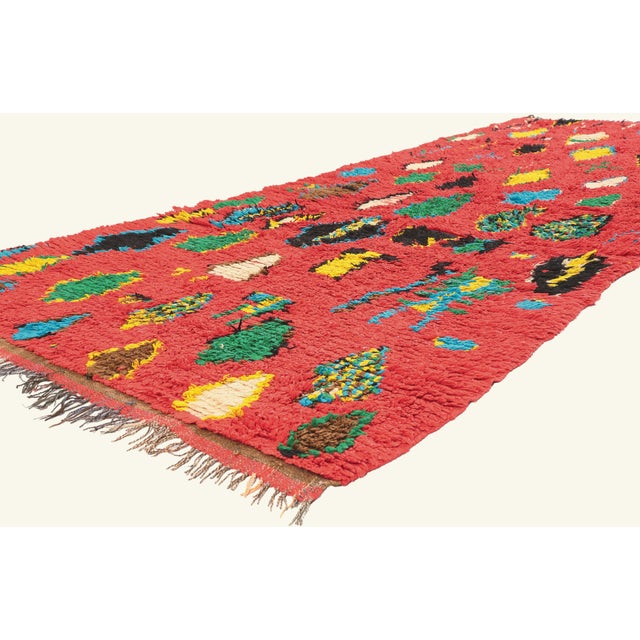 22020 Vintage Boujad Moroccan Rug, 04'07 x 09'07. The Crimson Lineage: A Vintage Boujad Moroccan Masterpiece of Sacred...