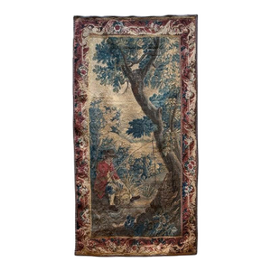 French Aubusson Style Tapestry Depicting a Fishing Scene (H 85 1/4 X W 44)