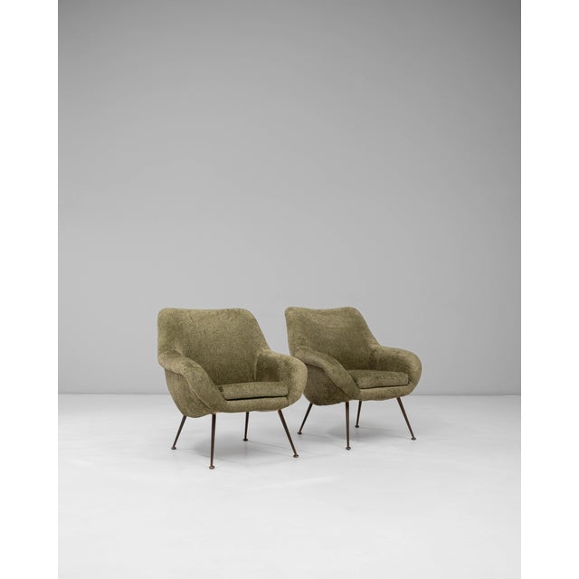 1960s French Green Art Deco Upholstered Armchairs - A Pair For Sale - Image 17 of 18