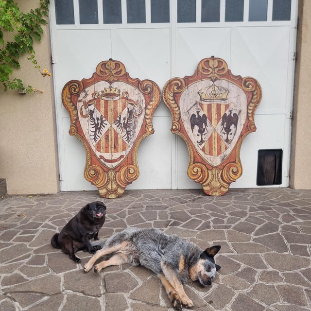 Painted Wooden Noble Shields, 1920s, Set of 2 For Sale - Image 6 of 12