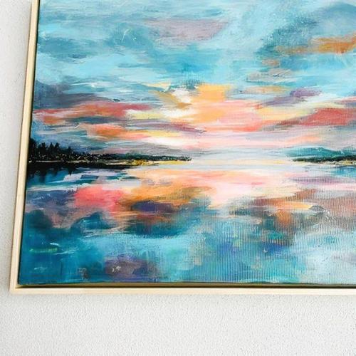 Orange Yvonne Beeris, Mister Pink Sky, Acrylic on Canvas, Framed For Sale - Image 8 of 9