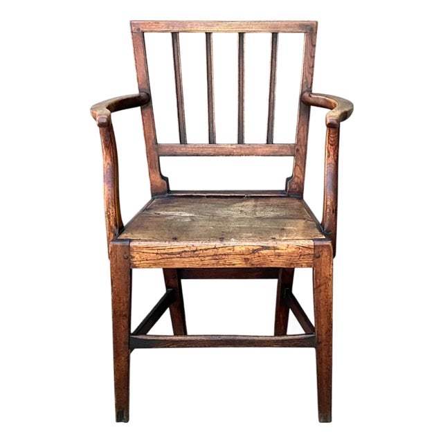 Vintage George III Country House “Elbow” Arm Chair in Elm For Sale