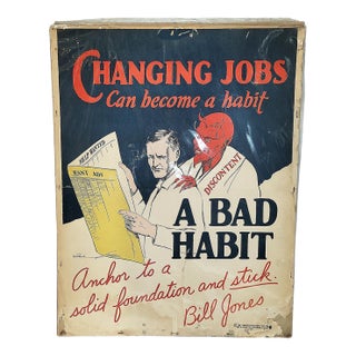 Original 1928 Large Bill Jones Motivational Poster For Sale