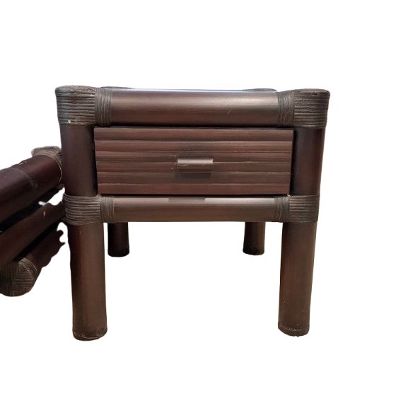Asian Custom Made Balinese Bamboo Bed (Queen) and Night Stand For Sale - Image 3 of 3