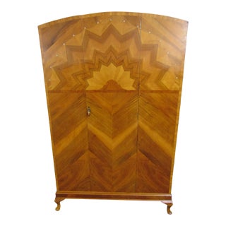 Art Deco Rosewood Sunburst Inlaid Armoire For Sale