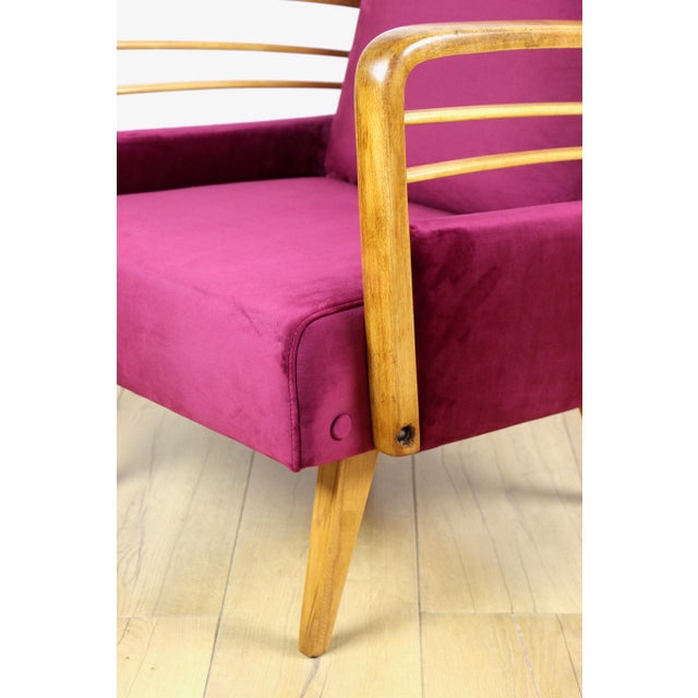 Vintage Art Deco Loft Armchair in Raspberry, 1960s For Sale - Image 12 of 13