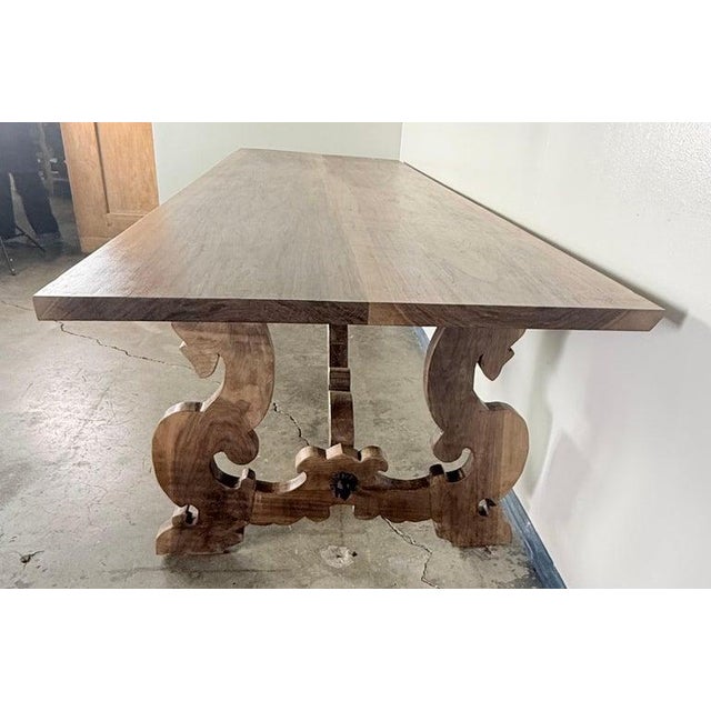 Auburn Spanish Revival Style Ten-Foot Dining Table in Solid Walnut For Sale - Image 8 of 10