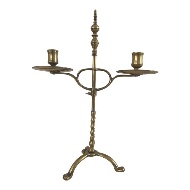 Late 19th Century English 2-Candle Adjustable Lamp For Sale