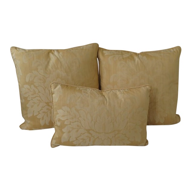 Gold Damask Decorative Pillows Set of 3 Chairish