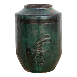 Vintage Emerald Green Glazed Vase