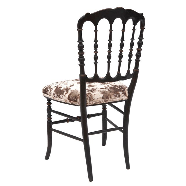 Ebony 19th Century Ebonized Charavari Napoleon III the Third Chairs in Crust Velvet a Pair For Sale - Image 8 of 12