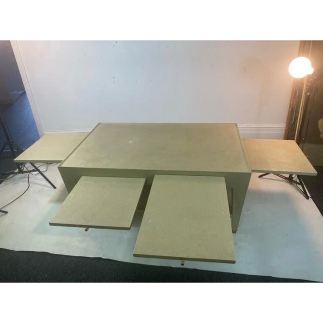Metal 1970s Modern Linen Extending Shelves Coffee Table Attributed to Enrique Garcel For Sale - Image 7 of 10
