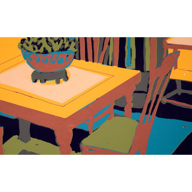 Printmaking Materials Yellow Dining Room Interior - Multi Layer Fauvist Screenprint on Archival Paper by Doris Warner For Sale - Image 7 of 7