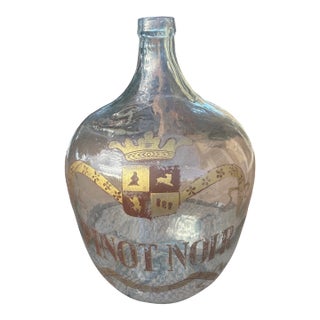 Antique Hand Blown and Painted Pinot Noir Demi-John Circa 1900 For Sale
