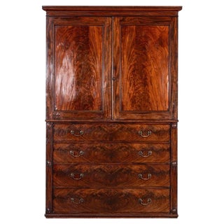 Large Early 19th Century English Mahogany Linen Press, 1800s For Sale