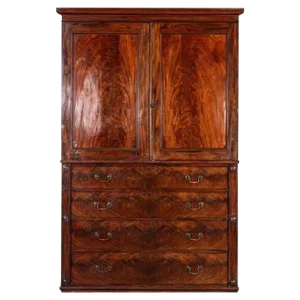 Large Early 19th Century English Mahogany Linen Press, 1800s