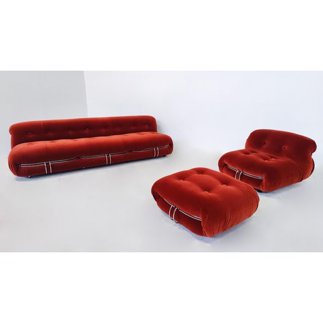 Mid-Century Modern Mid-Century Orange Soriana Three-Seater attributed to Tobia & Afra Scarpa for Cassina, 1970s For Sale - Image 3 of 8