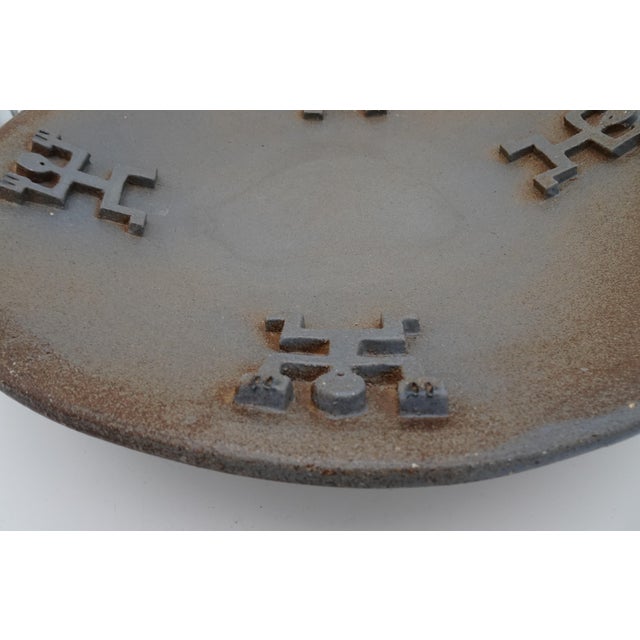 Vintage Brutalist Ceramic Footed Bowl, 1980s For Sale - Image 6 of 12