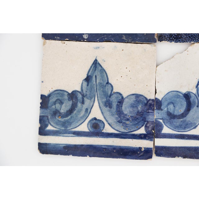 18th Century 18th Century Set of Four Rococo Baroques Tiles, Portuguese For Sale - Image 5 of 11