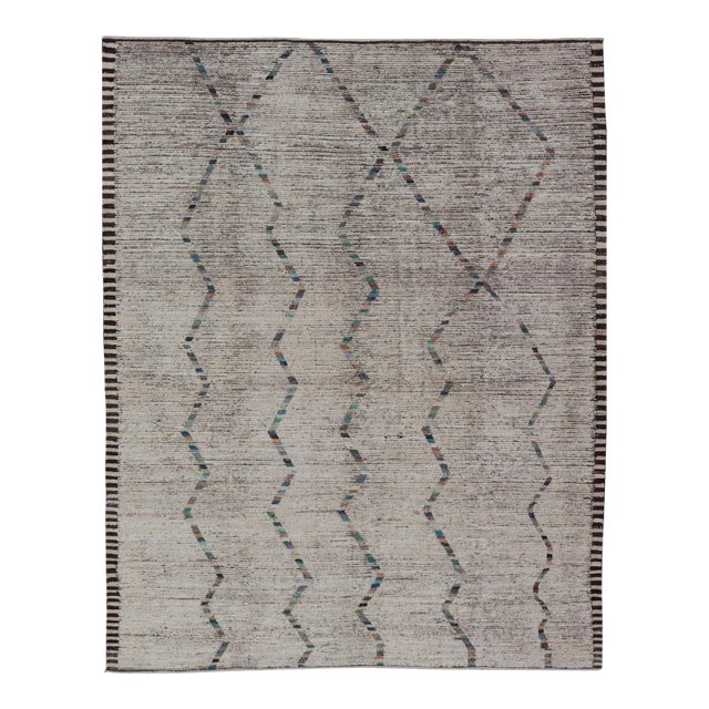 Modern Casual Tribal Rug by Keivan Woven Arts, Hand-Knotted Wool 9'0 X 12'0 For Sale