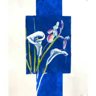 "Iris and Lily" Contemporary Modernist Botanical Painting by Adele For Sale