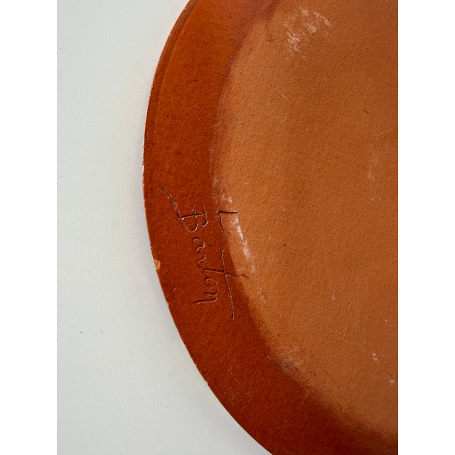 1980s Lois Barton Hand-Painted Figurative Modernist Art Ceramic Decorative Plate For Sale - Image 10 of 10