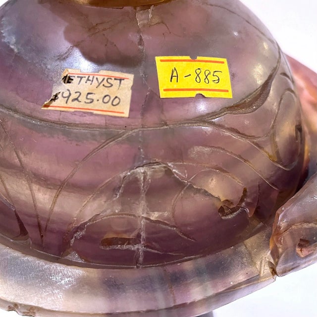 Amethyst Antique Qing Dynasty Chinese Hand-Carved Amethyst Censer For Sale - Image 8 of 12