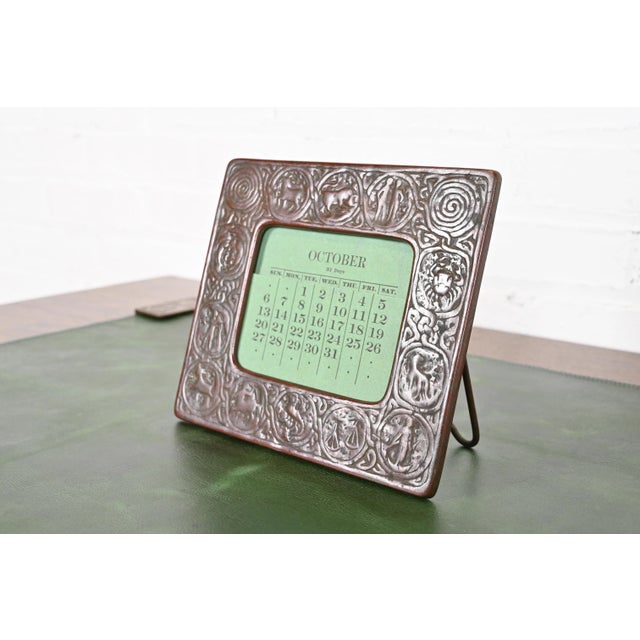 Art Deco Tiffany Studios New York Zodiac Bronze Desk Calendar Holder or Picture Frame For Sale - Image 3 of 12