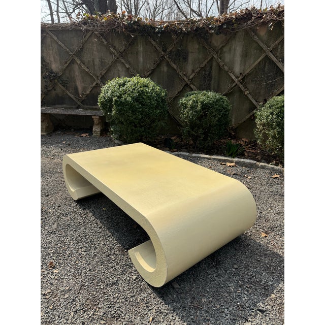 1980s Handsome Mid-Century Modern Scroll Coffee Table in the Style of Karl Springer For Sale - Image 5 of 9