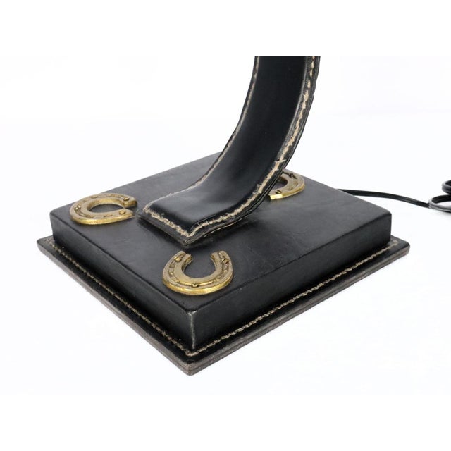 Black Leather Lamp by James Adnet, 1950s For Sale - Image 10 of 13