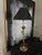 Metal Vintage Brass Rose Table Lamp Twisted Vine Black Tole Shade Hollywood Regency For Sale - Image 7 of 12